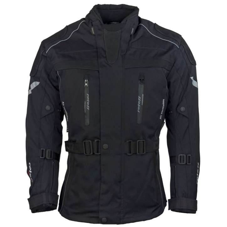 Roleff RO538 - Motorradjacke mit Rindlederapplikationen in Schwarz Verkauf