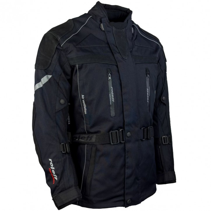 Roleff RO538 - Motorradjacke mit Rindlederapplikationen in Schwarz Verkauf