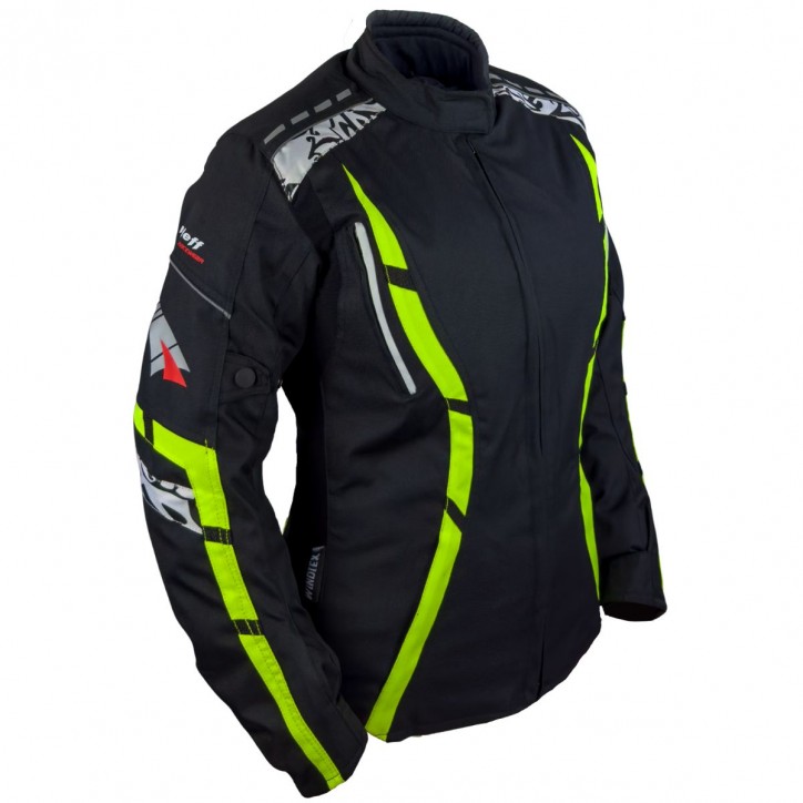 Roleff RO15092 - Motorradjacke für Damen in Schwarz / Neongelb Hotsell