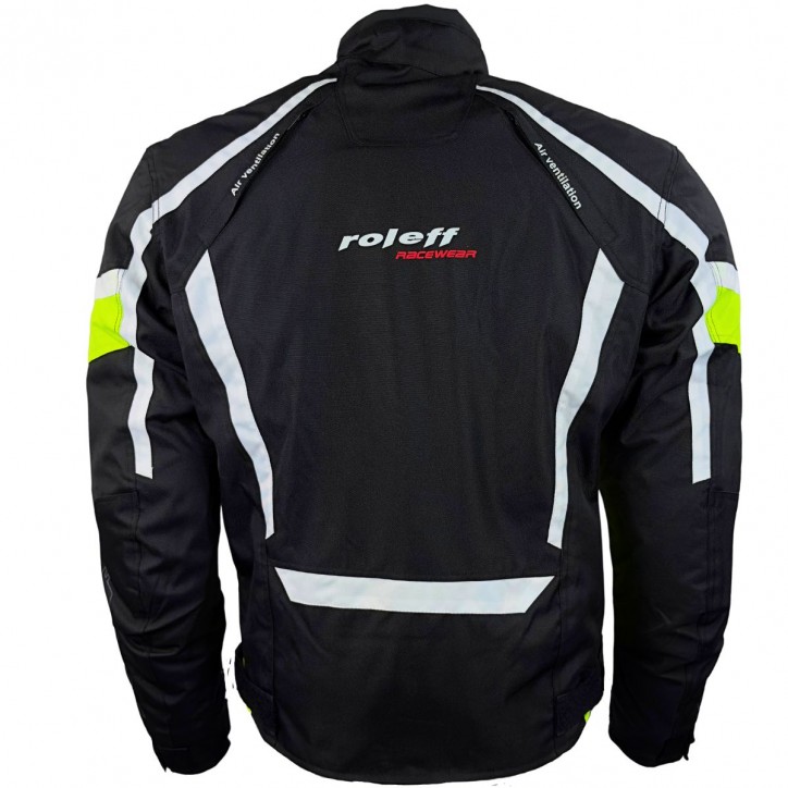 Roleff RO15043 - Kurze Motorradjacke in Schwarz / Neongelb Schlussverkauf