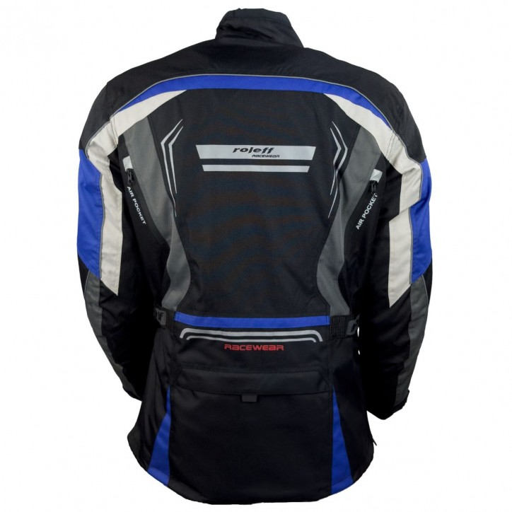 Roleff RO15112 - Motorradjacke in Schwarz / Grau / Weiß / Blau Fabrikverkauf