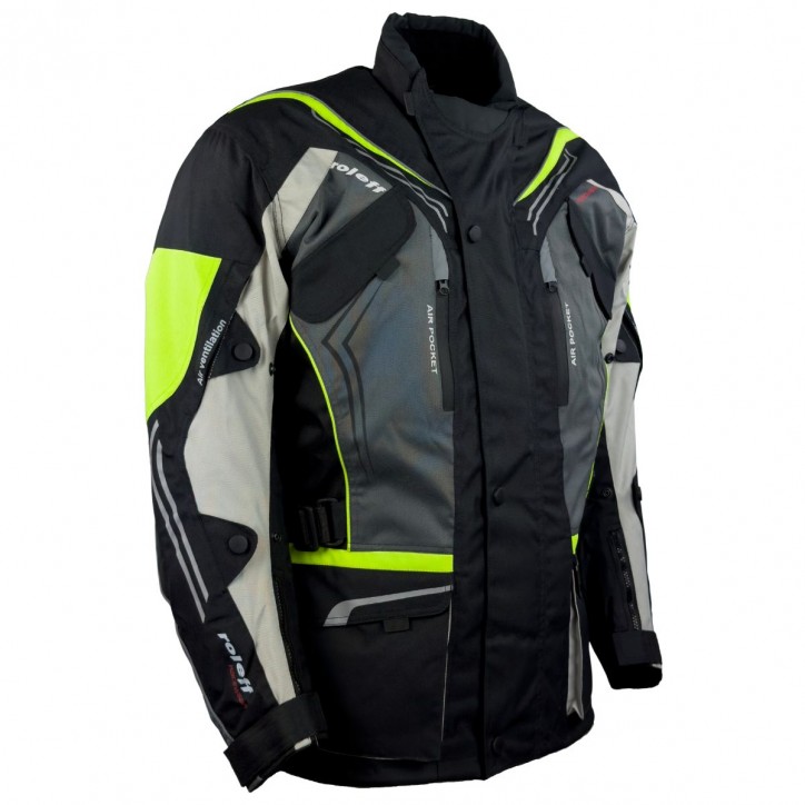 Roleff RO15113 - Motorradjacke in Schwarz / Grau / Weiß / Neongelb Meist gekauft