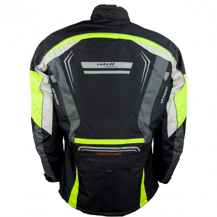 Roleff RO15113 - Motorradjacke in Schwarz / Grau / Weiß / Neongelb Meist gekauft