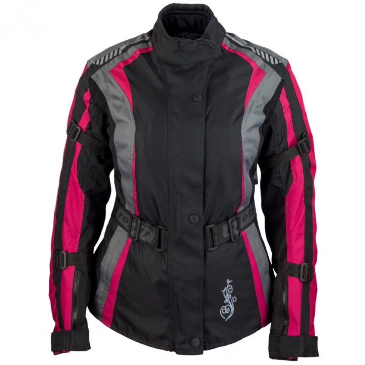 Roleff RO904 - Motorradjacke für Damen in Pink/Schwarz/Grau Fabrik Onlineshop