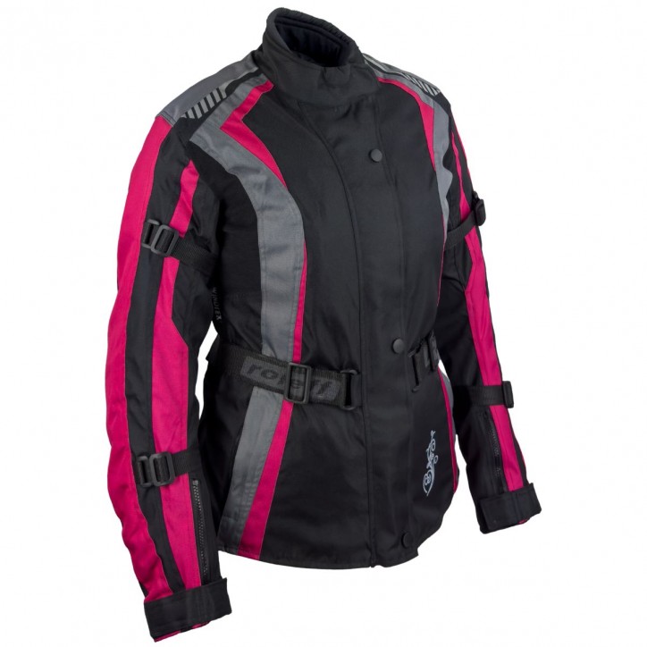 Roleff RO904 - Motorradjacke für Damen in Pink/Schwarz/Grau Fabrik Onlineshop