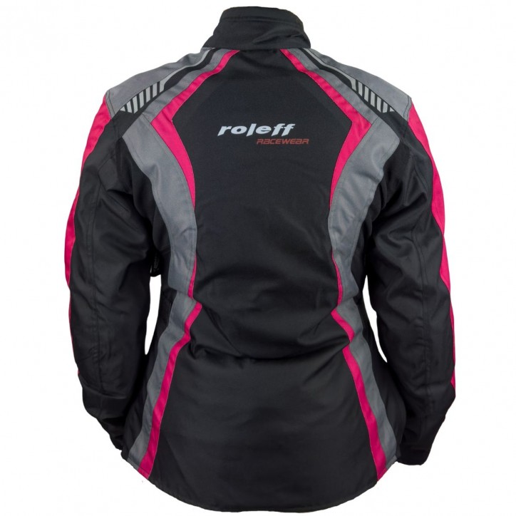 Roleff RO904 - Motorradjacke für Damen in Pink/Schwarz/Grau Fabrik Onlineshop