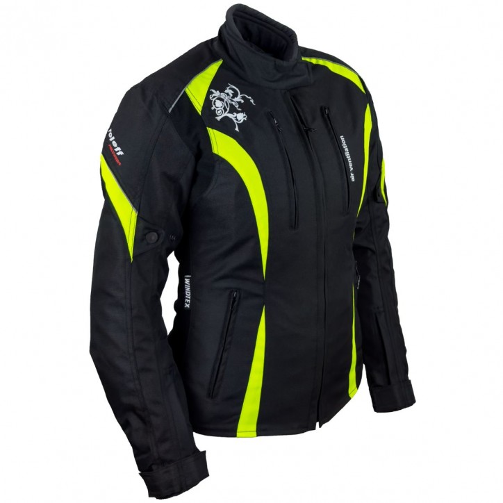 Roleff RO1502 - Motorradjacke für Damen in Schwarz / Neongelb Online Shopping