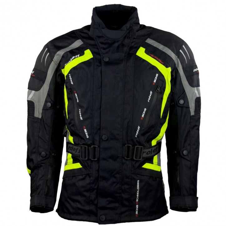 Roleff RO387 - auffällige Motorradjacke in Schwarz / Neongelb Saisonschlussverkauf