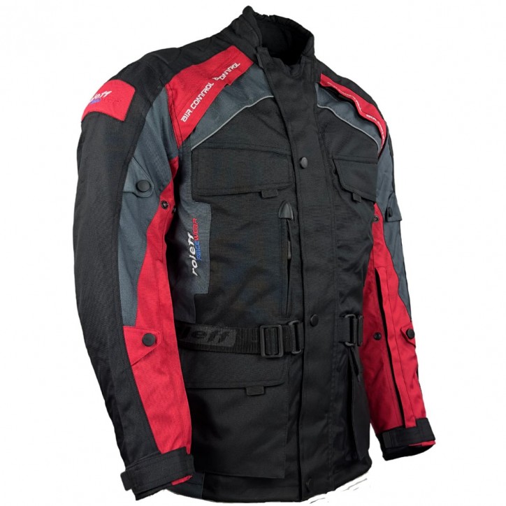 Roleff RO782 - Motorradjacke mit Wind-Tex® Klimamembrane - Belüftung - CE Protektoren - Schwarz / Rot Cyber Monday