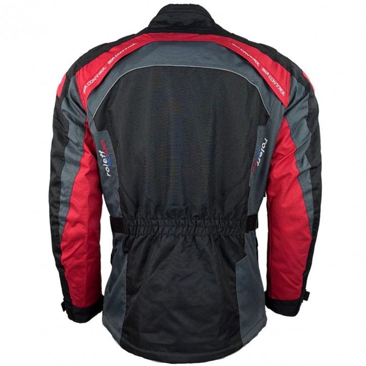 Roleff RO782 - Motorradjacke mit Wind-Tex® Klimamembrane - Belüftung - CE Protektoren - Schwarz / Rot Cyber Monday