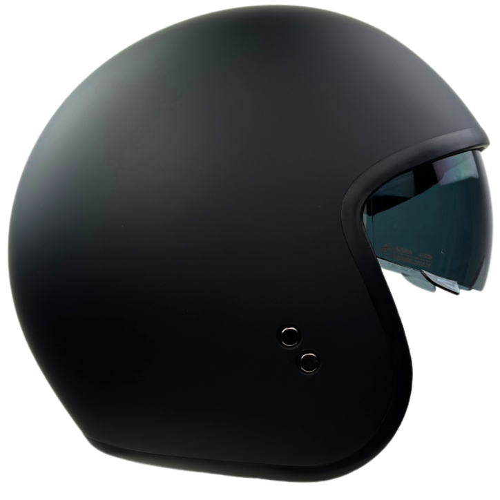 Roleff RR10701 - Römer Jethelm - Motorradhelm mit Sonnenvisier + gratis klarem Visier, mattschwarz Lagerräumung
