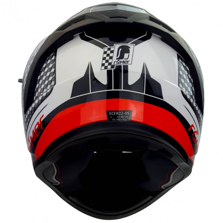 Roleff RO202216 - Integralhelm mit Sonnenvisier, weiss/ schwarz/ rot, glänzend Blitzangebot