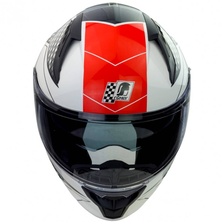 Roleff RO202216 - Integralhelm mit Sonnenvisier, weiss/ schwarz/ rot, glänzend Blitzangebot