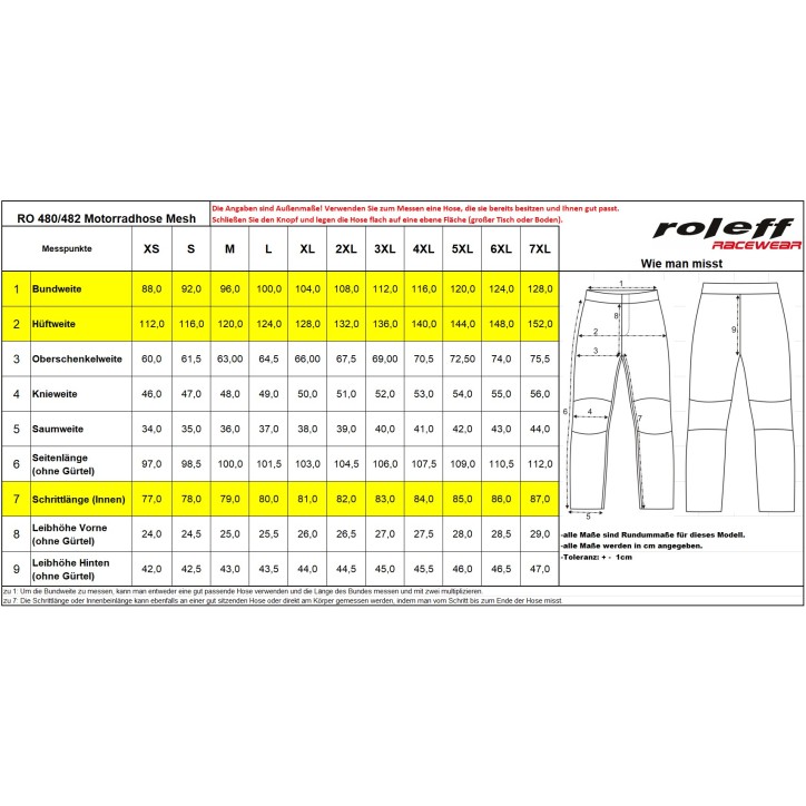 Roleff RO482 - Helle Sommer Motorradhose mit Meshbelüftung und Protektoren Sonderangebot der Fabrik