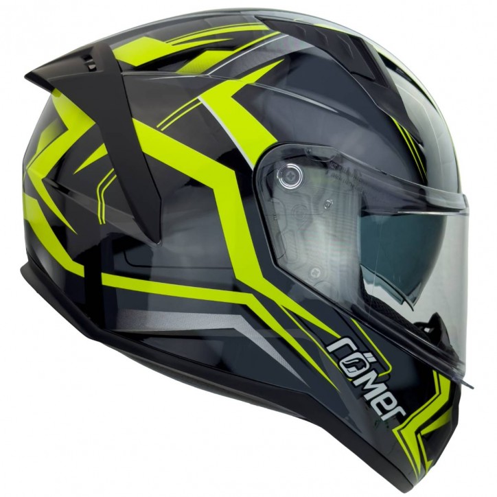 Roleff RO202211 - Integralhelm mit Sonnenvisier, Neongelb glänzend Blitzverkäufe