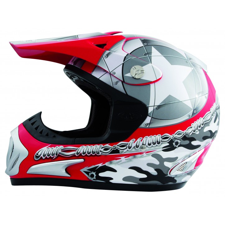 Roleff Römer Starcross- Crosshelm mit Helmschild schwarz / rot Kostenloser Versand