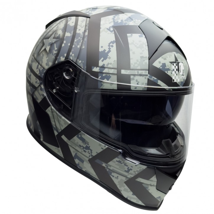 Roleff RO818 - Integralhelm mit Sonnenvisier in schwarz / grau Dekor Limitierter Zeitrabatt