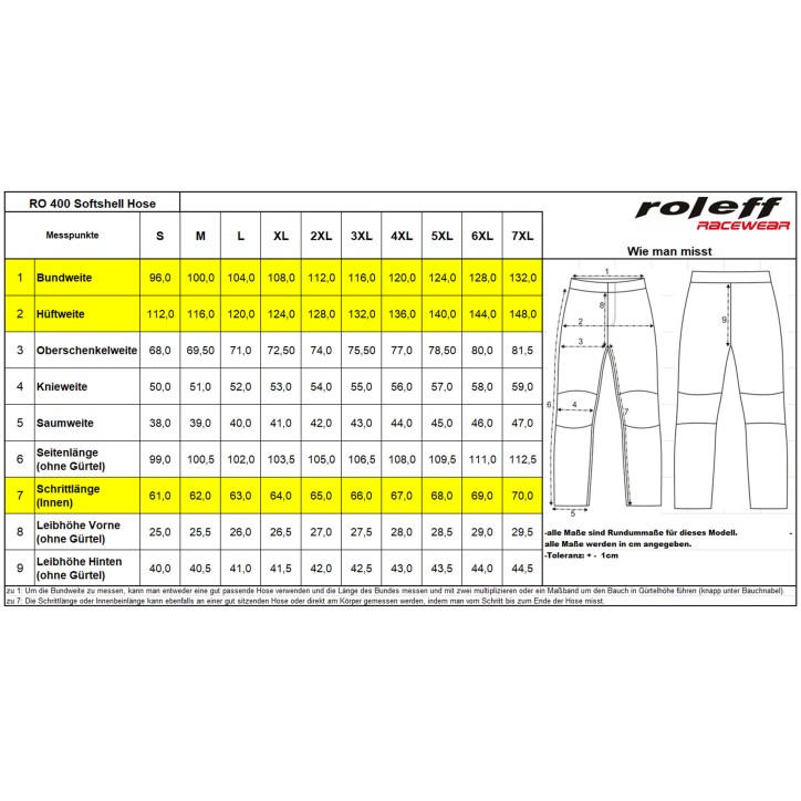 Roleff RO400 - Schwarze Softshell Motorradhose mit Belüftungssystem, Klimamembrane und Thermofutter Letzte 3 Tage