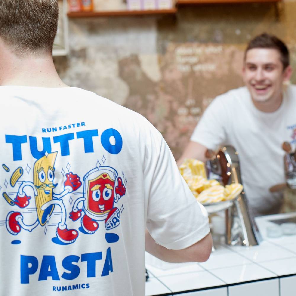 Runamics Tutto Pasta T-Shirt, Biobaumwolle, unisex, weiß Riesige Rabatte