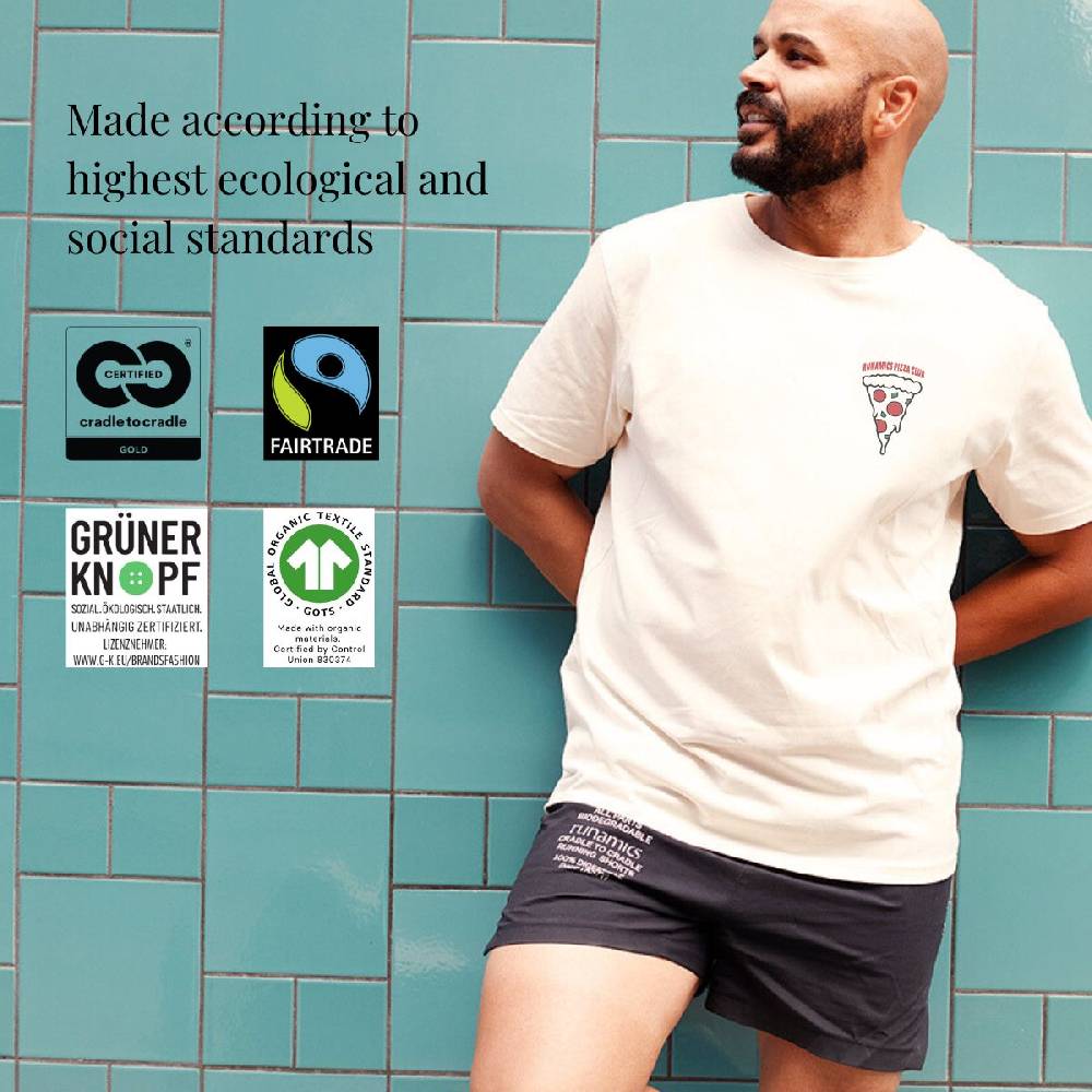 Runamics runamics Pizza Club T-Shirt, Biobaumwolle, unisex, undyed Begrenzt auf 3 Tage