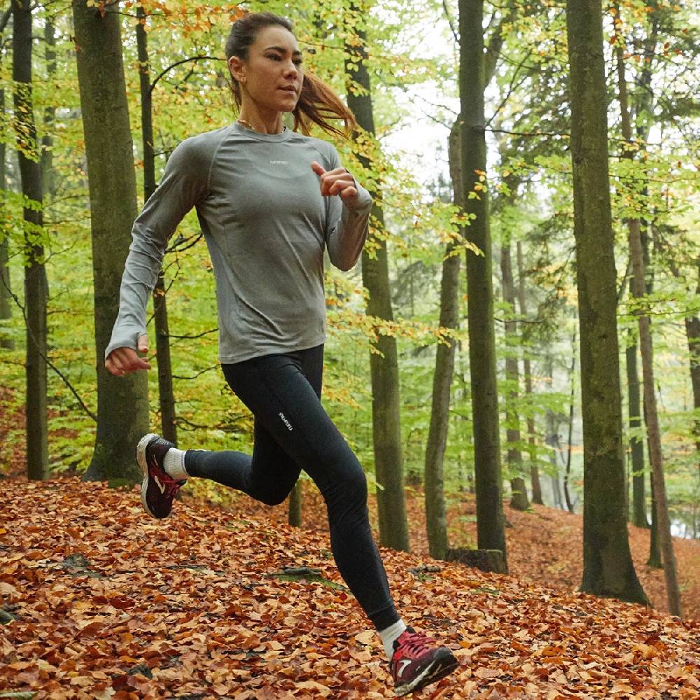 Runamics Lange Lauftights Damen, schwarz, mit Tasche Outlet