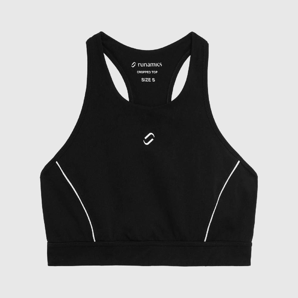 Runamics Crop Top Damen, bauchfrei, schwarz Günstiger Verkauf