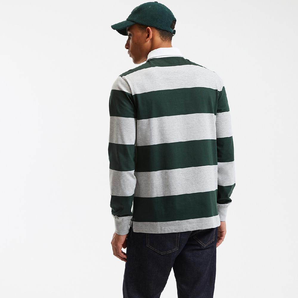 laredoute Gestreiftes Poloshirt lange Ärmel grau grün gestreift LA REDOUTE COLLECTIONS Bis zu 60% Rabatt