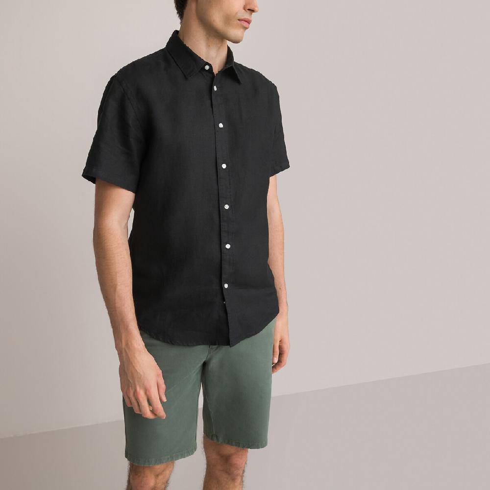 laredoute Kurzärmeliges Leinenhemd Regular-Fit schwarz LA REDOUTE COLLECTIONS Nur noch ein Tag übrig