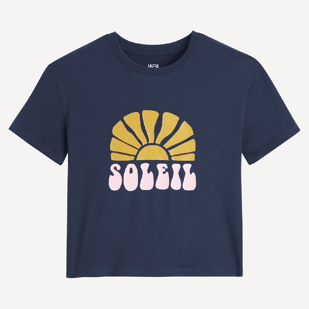 laredoute T-Shirt mit rundem Ausschnitt & Sonnen-Print marine LA REDOUTE COLLECTIONS Black Friday Preise