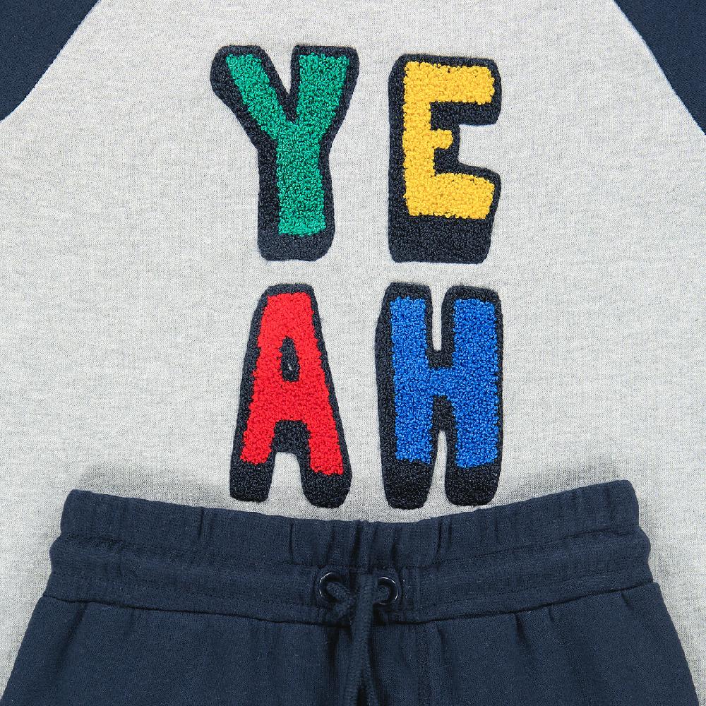 laredoute Pyjama aus Sweatware mit gestickter Frotteeschrift blau/grau LA REDOUTE COLLECTIONS Auslauf