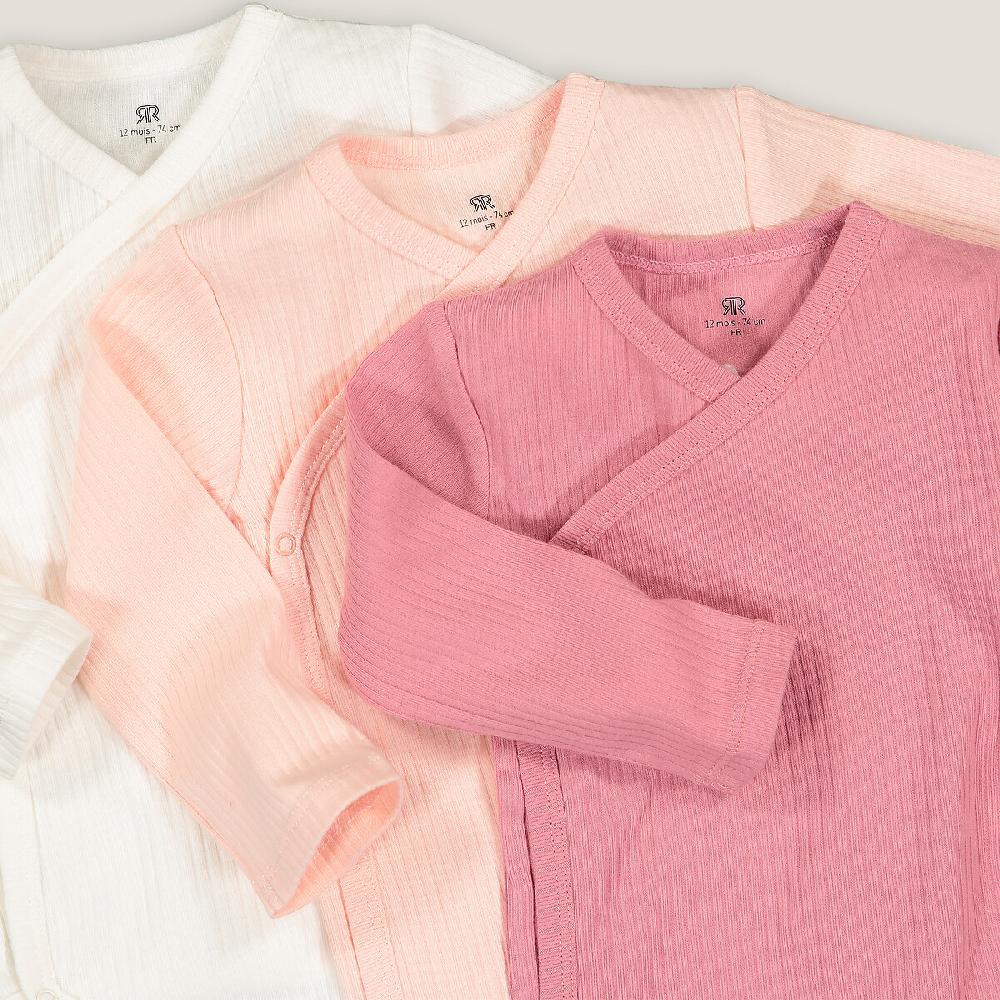 laredoute 3er-Pack Bodys für Neugeborene aus Bio-Baumwolle ecru + rosa LA REDOUTE COLLECTIONS Weihnachtsangebot