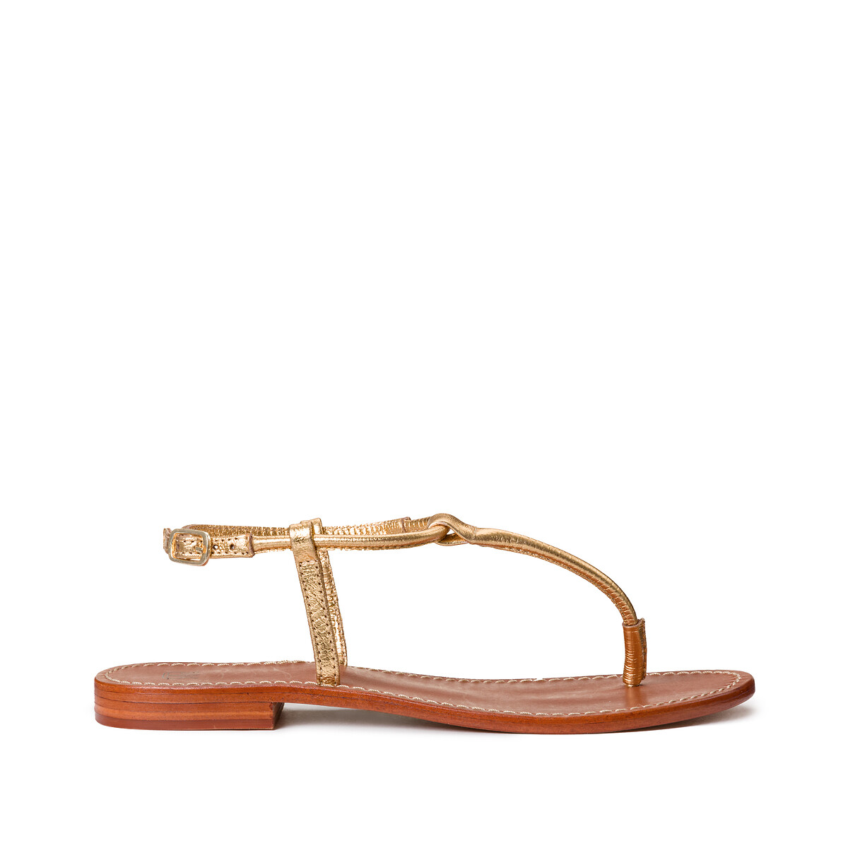 laredoute Zehensandalen aus Leder goldfarben LA REDOUTE COLLECTIONS Tiefpreis
