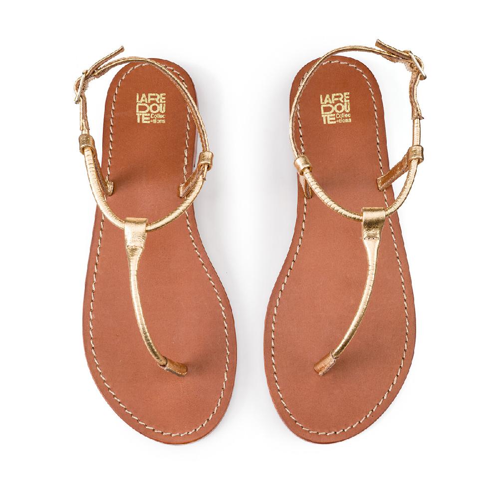 laredoute Zehensandalen aus Leder goldfarben LA REDOUTE COLLECTIONS Tiefpreis