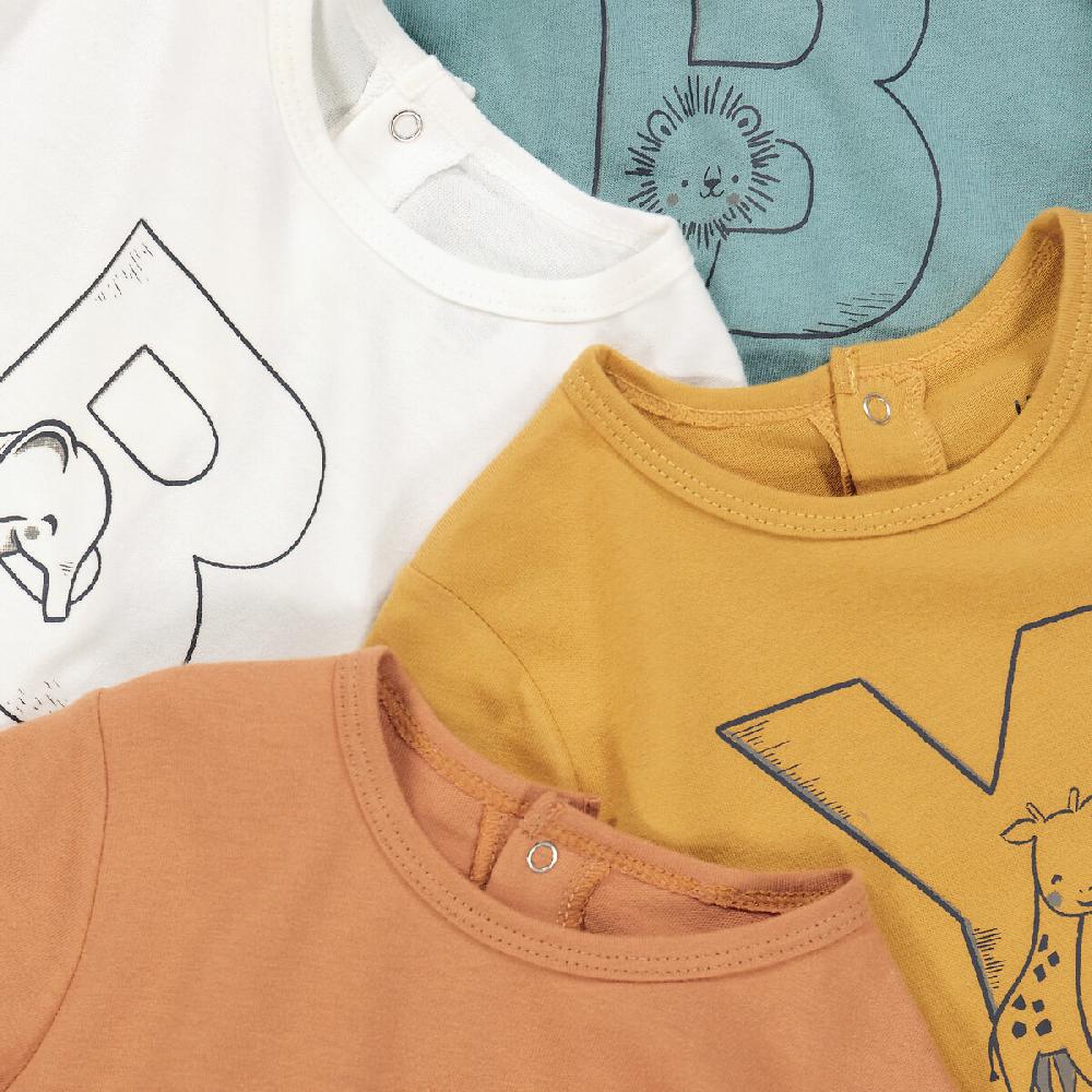 laredoute 4er-Pack Strampler mit Fuss Buchstabenmotiv blau + braun + ecru LA REDOUTE COLLECTIONS Wochenangebot