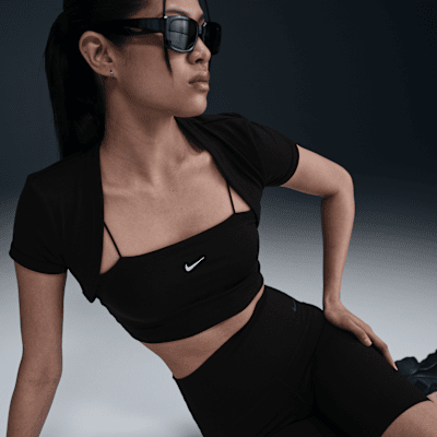 Nike Sportswear Chill KnitEnges kurz geschnittenes Mini-Rib 2-in-1-Oberteil (Damen) Muttertagsangebot